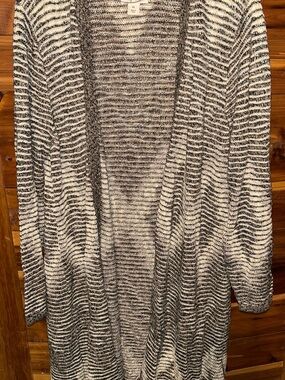 Style & Co. Open-Front Marled Cardigan - Black & White